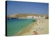 Plati Yialos Beach, Mykonos, Cyclades Islands, Greece, Europe-Fraser Hall-Stretched Canvas