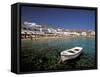 Platis Gialos Beach, Mykonos, Cyclades Islands, Greece-Walter Bibikow-Framed Stretched Canvas