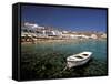 Platis Gialos Beach, Mykonos, Cyclades Islands, Greece-Walter Bibikow-Framed Stretched Canvas