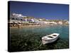 Platis Gialos Beach, Mykonos, Cyclades Islands, Greece-Walter Bibikow-Stretched Canvas