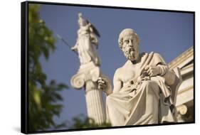 Plato Statue outside the Hellenic Academy-Jon Hicks-Framed Stretched Canvas
