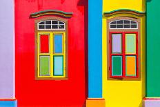Colorful Windows and Details on A Colonial House in Little India, Singapore-platongkoh-Stretched Canvas