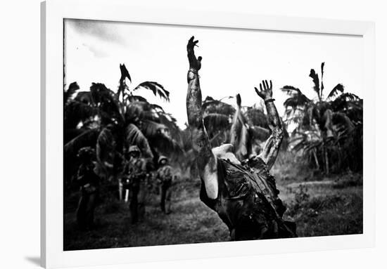 Platoon Arms Raised B&W Movie Poster Print-null-Framed Poster