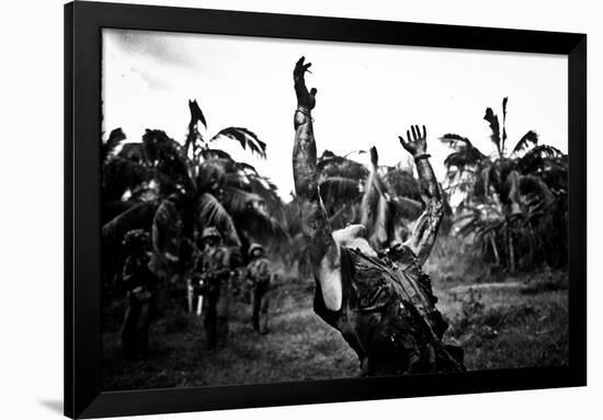 Platoon Arms Raised B&W Movie Poster Print-null-Framed Poster