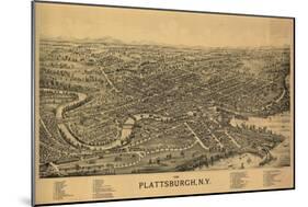 Plattsburgh, New York - Panoramic Map-Lantern Press-Mounted Art Print