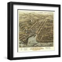 Plattsburgh, New York - Panoramic Map-Lantern Press-Framed Art Print