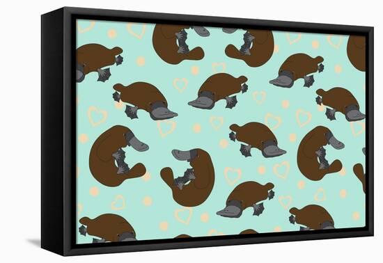 Platypus Love-Joanne Paynter Design-Framed Stretched Canvas