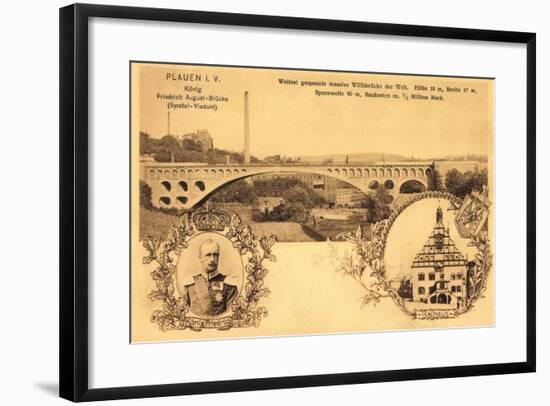 Plauen Vogtland, Friedrich August Brücke, Rathaus-null-Framed Giclee Print