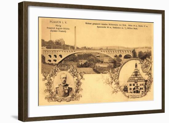 Plauen Vogtland, Friedrich August Brücke, Rathaus-null-Framed Giclee Print