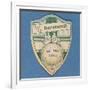 Play Up Bournemouth', Baines' Card in the Shape of a Shield and Two Footballers Sitting on Top of…-null-Framed Giclee Print