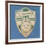 Play Up Bournemouth', Baines' Card in the Shape of a Shield and Two Footballers Sitting on Top of…-null-Framed Giclee Print