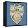 Play Up Bournemouth', Baines' Card in the Shape of a Shield and Two Footballers Sitting on Top of…-null-Framed Stretched Canvas