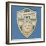 Play Up Bournemouth', Baines' Card in the Shape of a Shield and Two Footballers Sitting on Top of…-null-Framed Giclee Print