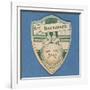 Play Up Bournemouth', Baines' Card in the Shape of a Shield and Two Footballers Sitting on Top of…-null-Framed Giclee Print