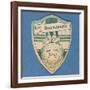 Play Up Bournemouth', Baines' Card in the Shape of a Shield and Two Footballers Sitting on Top of…-null-Framed Giclee Print