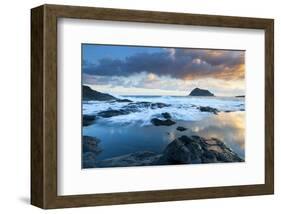 Playa de Garachico with Anaga Mountains, Tenerife, Canary Islands, Spain-null-Framed Art Print