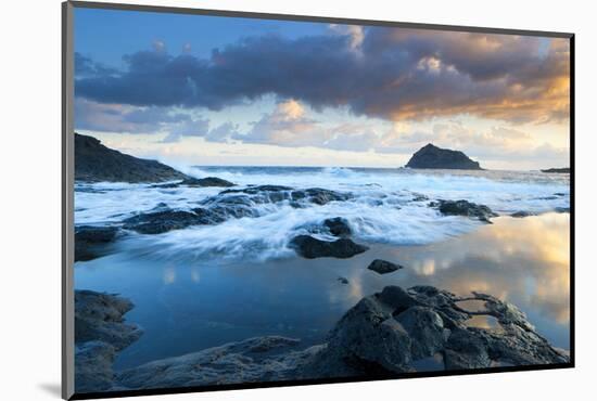 Playa de Garachico with Anaga Mountains, Tenerife, Canary Islands, Spain-null-Mounted Art Print