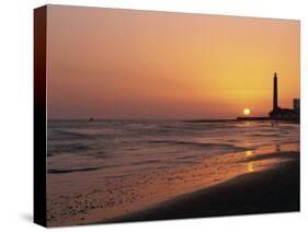 Playa De Maspalomas and Lighthouse at Sunset, Gran Canaria, Canary Islands, Spain, Atlantic, Europe-Pearl Bucknall-Stretched Canvas