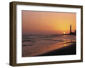 Playa De Maspalomas and Lighthouse at Sunset, Gran Canaria, Canary Islands, Spain, Atlantic, Europe-Pearl Bucknall-Framed Photographic Print