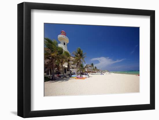 Playa Del Carmen with The El Faro Mexico-George Oze-Framed Premium Photographic Print