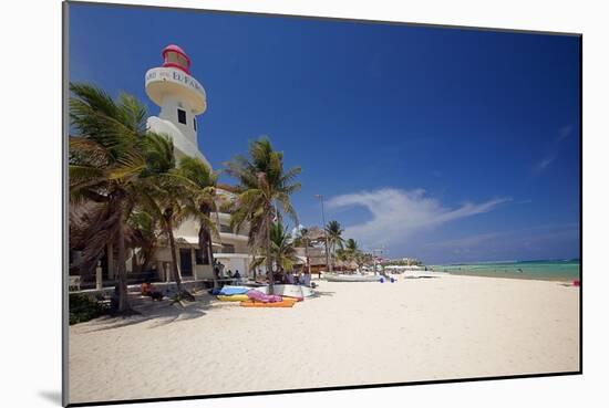 Playa Del Carmen with The El Faro Mexico-George Oze-Mounted Photographic Print