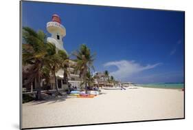 Playa Del Carmen with The El Faro Mexico-George Oze-Mounted Photographic Print