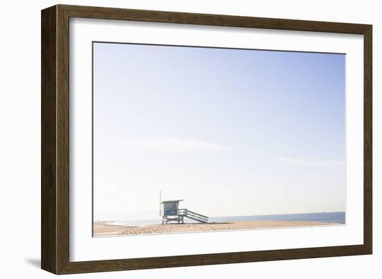 Playa Del Rey, Los Angeles, CA, USA: Bright Blue Lifeguard Tower On The Beach Against The Blue Sky-Axel Brunst-Framed Photographic Print