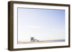 Playa Del Rey, Los Angeles, CA, USA: Bright Blue Lifeguard Tower On The Beach Against The Blue Sky-Axel Brunst-Framed Photographic Print