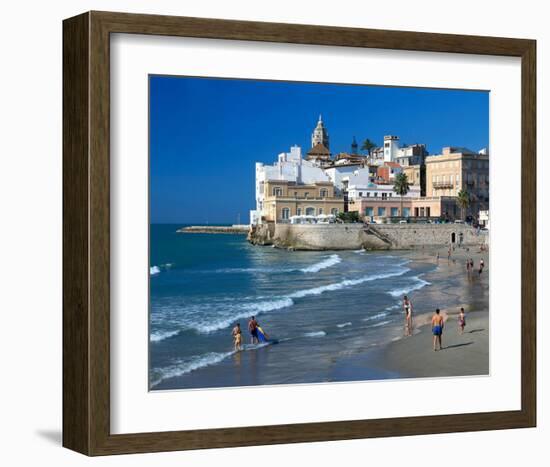 Playa San Sebastian Sitges Spain-null-Framed Art Print