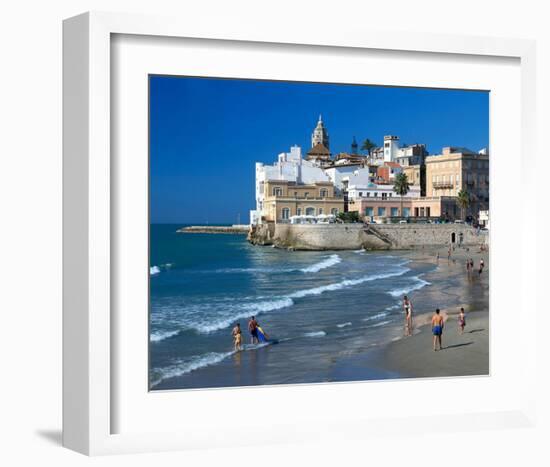 Playa San Sebastian Sitges Spain-null-Framed Art Print