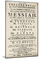 Playbill Advertising a Performance of Handel's Oratorio, 'Messiah' in 1777-null-Mounted Giclee Print