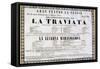 Playbill of the Premiere of La Traviata, Opera by Giuseppe Verdi-null-Framed Stretched Canvas