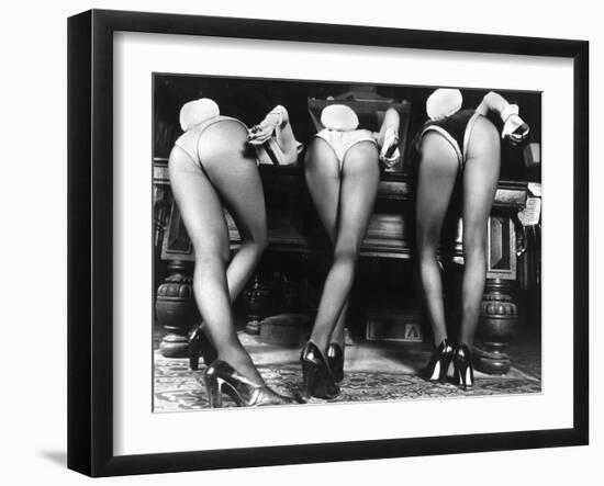 Playboy Bunnies Will Challenge Press Club Rabbits at the Press Club, February 1978-null-Framed Premium Photographic Print