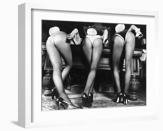 Playboy Bunnies Will Challenge Press Club Rabbits at the Press Club, February 1978-null-Framed Premium Photographic Print