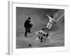 Player Attempting to Slide Home During an Unidentified Baseball Game-null-Framed Photographic Print
