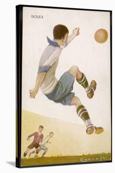 Player Clears the Ball in an Acrobatic Manner-null-Stretched Canvas