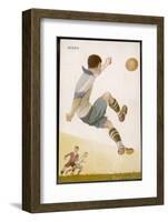 Player Clears the Ball in an Acrobatic Manner-null-Framed Photographic Print