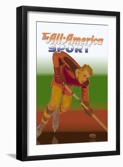 Player Handles Puck-null-Framed Art Print