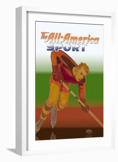 Player Handles Puck-null-Framed Art Print