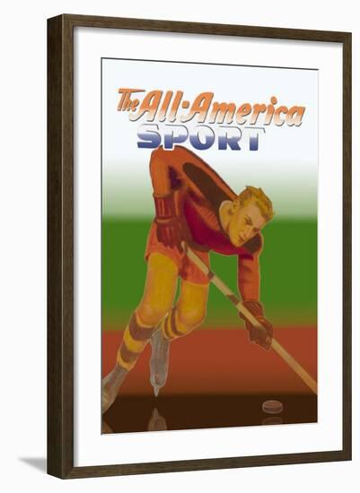 Player Handles Puck-null-Framed Art Print