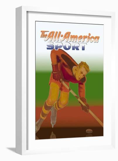 Player Handles Puck-null-Framed Art Print