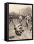 Player Making a Tackle in a Rugby Game-Ernest Prater-Framed Stretched Canvas