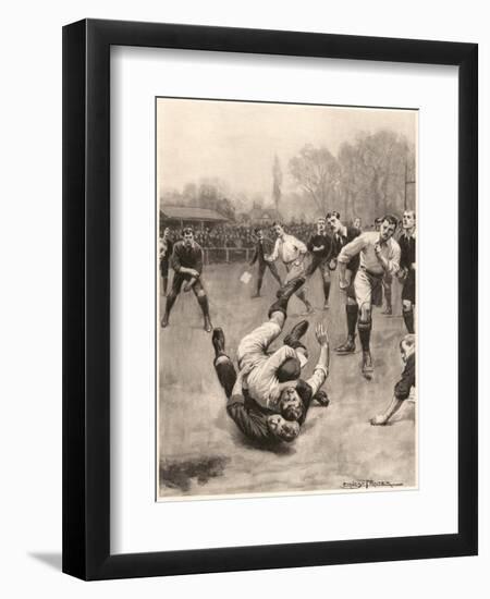 Player Making a Tackle in a Rugby Game-Ernest Prater-Framed Art Print