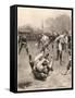 Player Making a Tackle in a Rugby Game-Ernest Prater-Framed Stretched Canvas