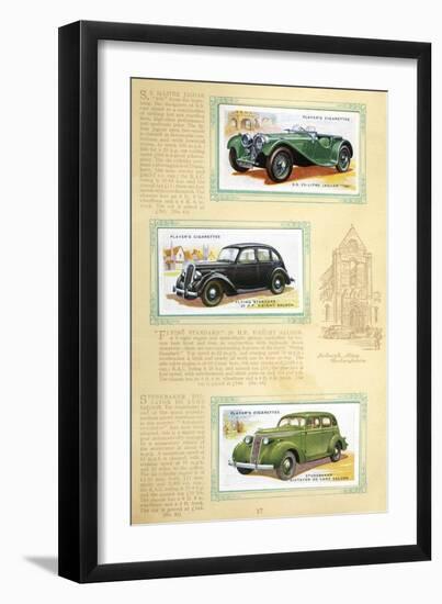 Player Motor Cars: Jaguar, Flying Standard and Studebaker-null-Framed Art Print