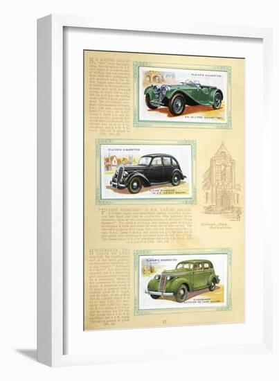 Player Motor Cars: Jaguar, Flying Standard and Studebaker-null-Framed Art Print