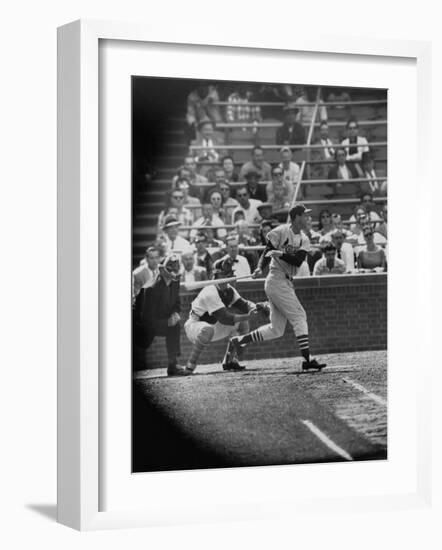 Player Stan Musial Making His 3000Th. Hit-null-Framed Premium Photographic Print