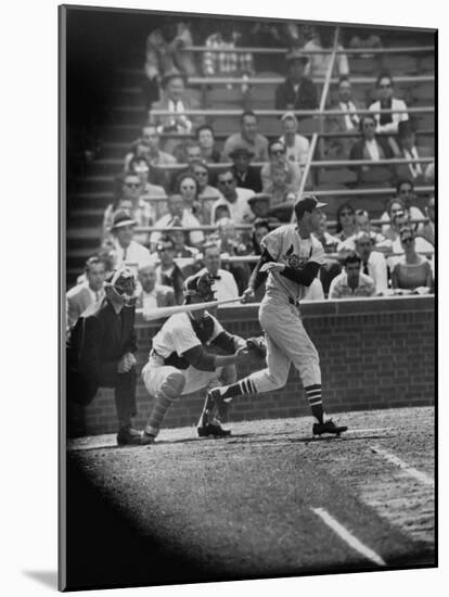 Player Stan Musial Making His 3000Th. Hit-null-Mounted Premium Photographic Print