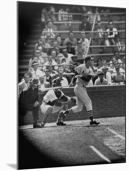 Player Stan Musial Making His 3000Th. Hit-null-Mounted Premium Photographic Print