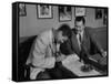 Player Ted Williams Signing Contract with Red Sox Manager, Thomas A. Yawkey-Ralph Morse-Framed Stretched Canvas